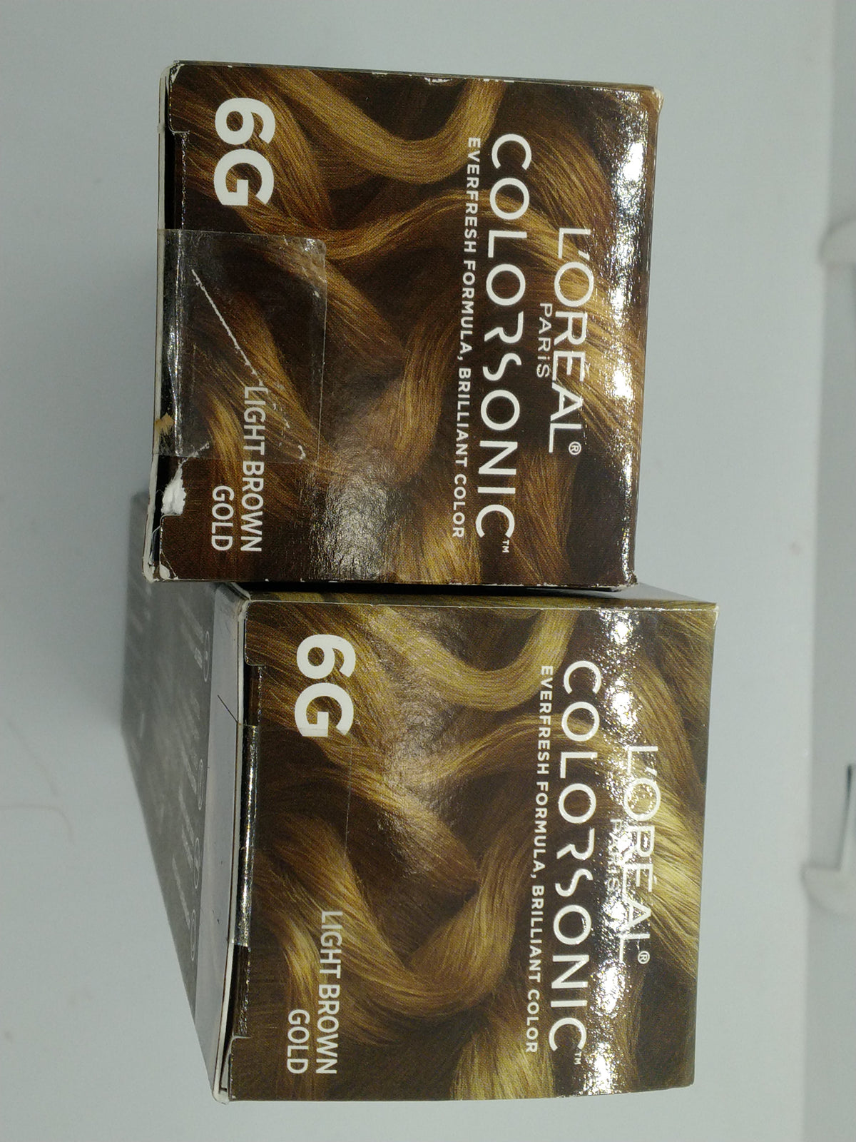 L'Oreal Paris Colorsonic Permanent Hair Color Cartridge Light Brown Gold 6G Lot