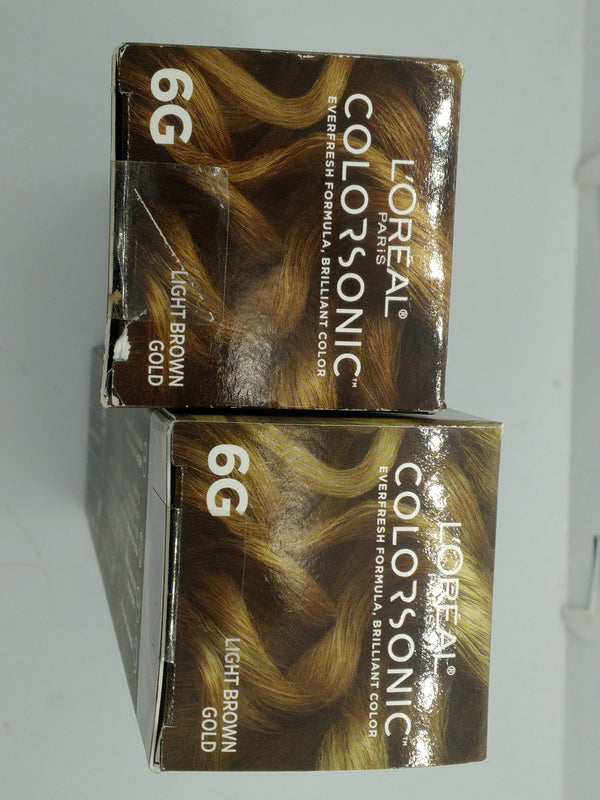 L'Oreal Paris Colorsonic Permanent Hair Color Cartridge Light Brown Gold 6G Lot