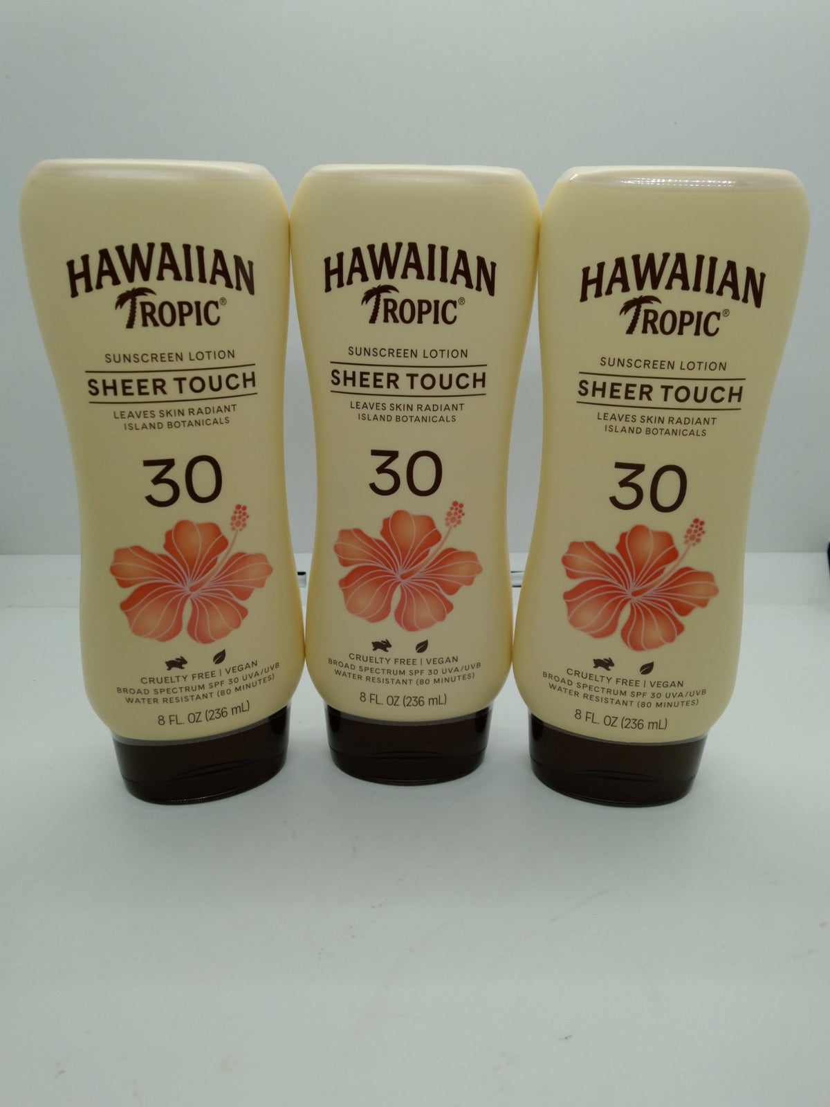 Hawaiian Tropic Sheer Touch Sunscreen Lotion SPF 30 8 oz Lot of 3 Exp 01/01/2028