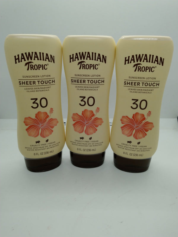Hawaiian Tropic Sheer Touch Sunscreen Lotion SPF 30 8 oz Lot of 3 Exp 01/01/2028
