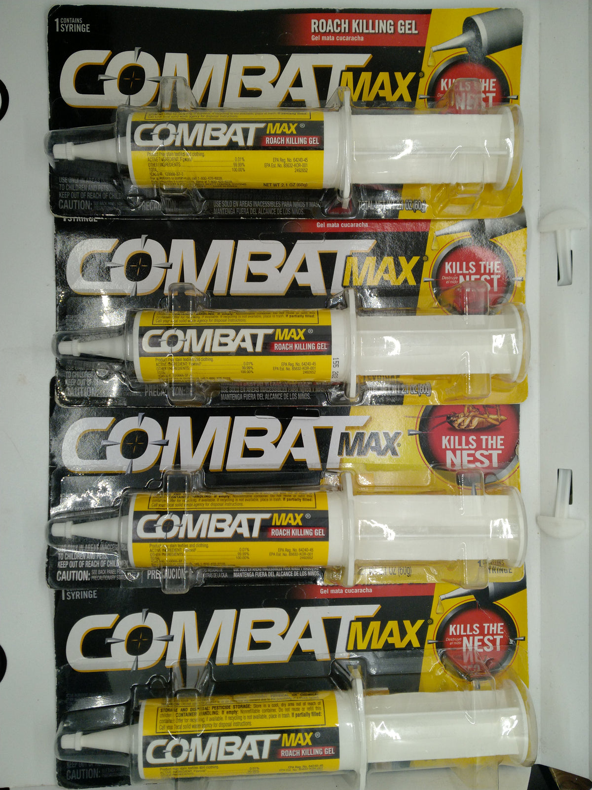 Lot of 4 Combat Max Roach Killing Gel 2.1 oz (60g) Syringes Kills The Nest