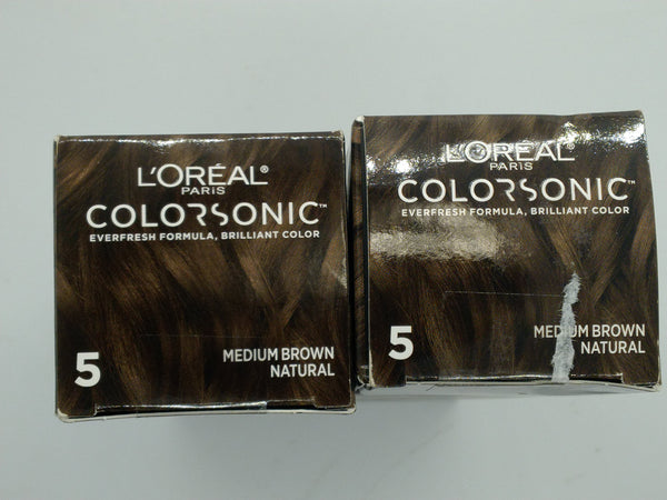 2 Pack L'Oreal Paris Colorsonic Permanent Hair Color Cartridge Medium Brown 5