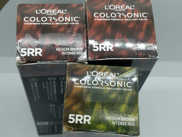 3x L'Oreal Paris Colorsonic Hair Color Cartridge Medium Brown Intense Red 5RR