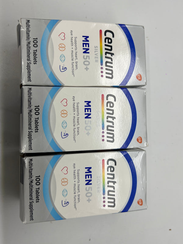 3 Pack Centrum Silver Men 50+ Multivitamin 100 Tablets Each Exp 04/2027