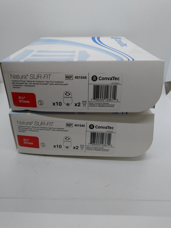 2 Boxes ConvaTec Natura SUR-FIT 401545 Urostomy Pouch 2-1/4" 57mm Exp 01/01/2030