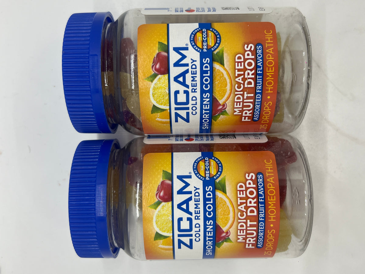 2 Pack Zicam Cold Remedy Medicated Fruit Drops 25 ct Homeopathic Exp 06/2027