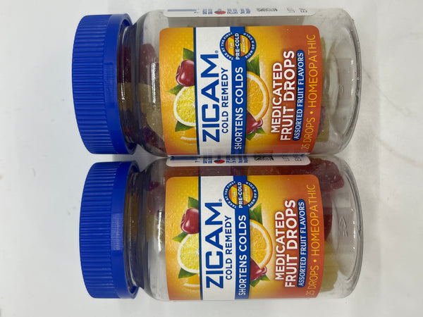 2 Pack Zicam Cold Remedy Medicated Fruit Drops 25 ct Homeopathic Exp 06/2027