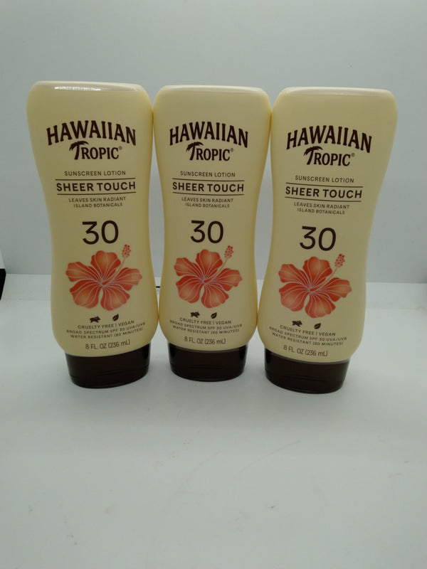 Hawaiian Tropic Sheer Touch Sunscreen Lotion SPF 30 8 oz Lot of 3 Exp 08/01/2027