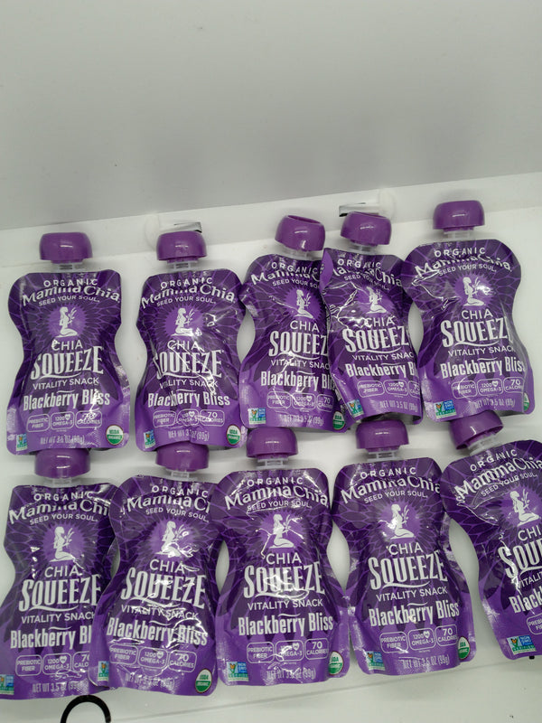 10x Mamma Chia Squeeze Blackberry Bliss Organic Vitality Snack 3.5oz