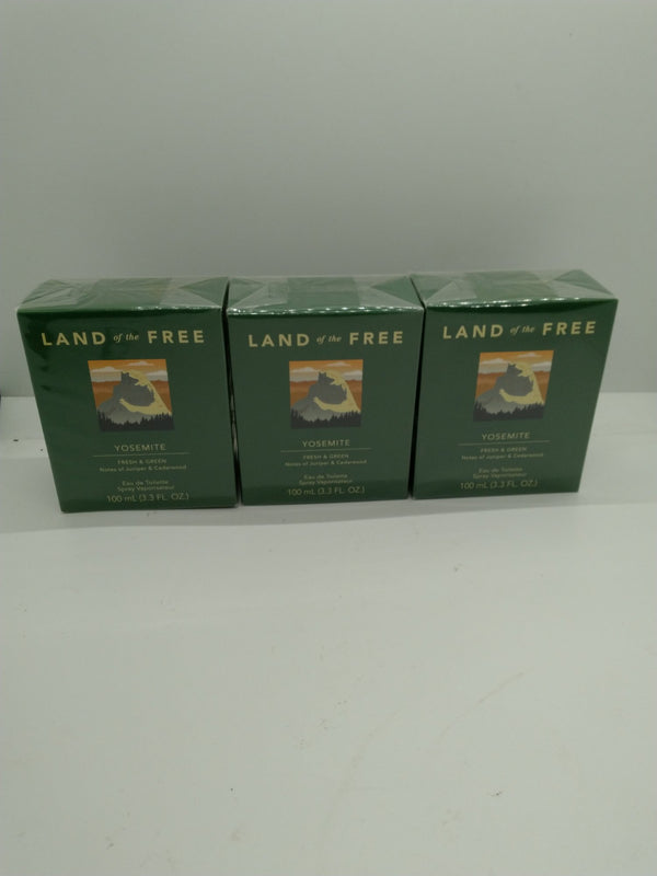 Land of the Free Yosemite Eau de Toilette Spray 3.3 oz 100 mL - Lot of 3