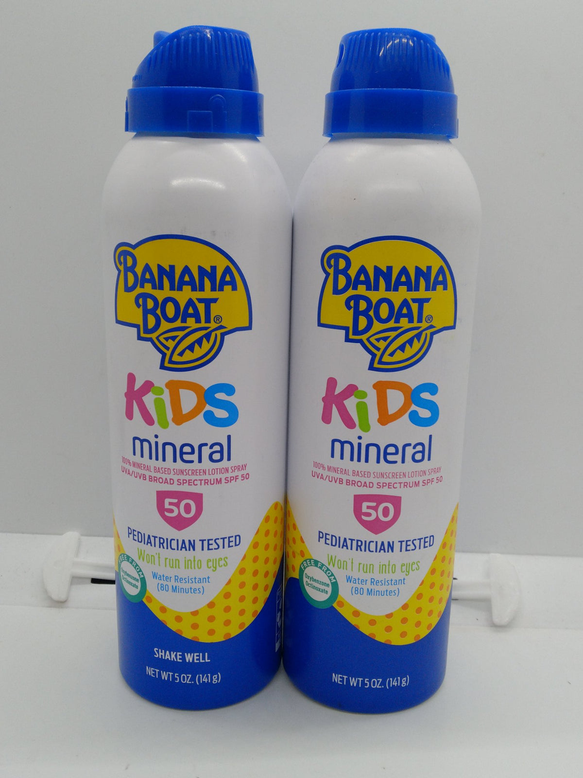 Lot of 2 Banana Boat Kids Mineral Sunscreen Spray SPF 50 5 oz Broad Spectrum