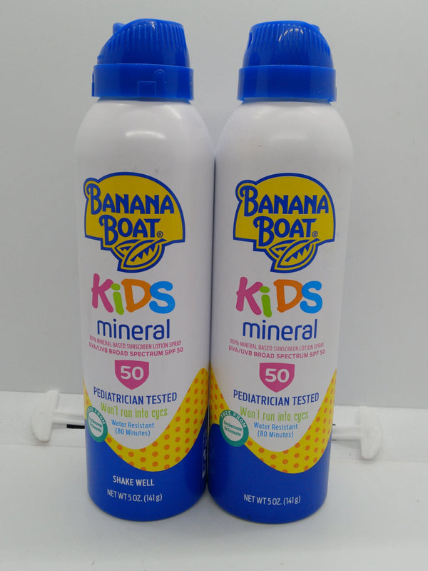 Lot of 2 Banana Boat Kids Mineral Sunscreen Spray SPF 50 5 oz Broad Spectrum