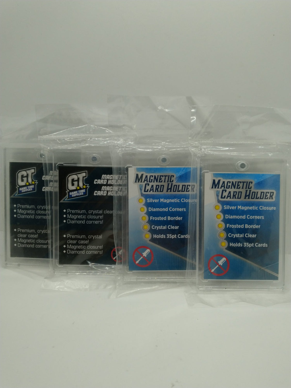 Lot of 4 Magnetic Card Holders 35pt Trading Card Cases Game Time Supplies MJH