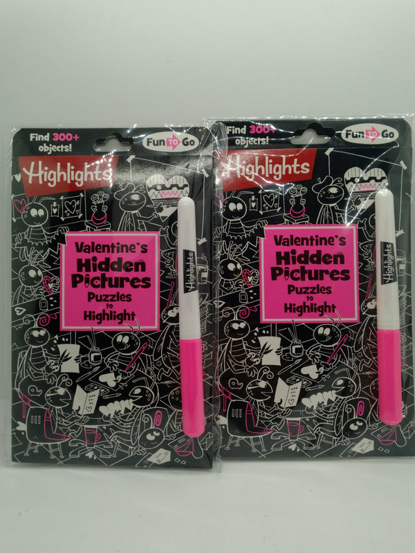 Lot of 2 Highlights Valentine's Hidden Pictures Puzzles to Highlight Books w/