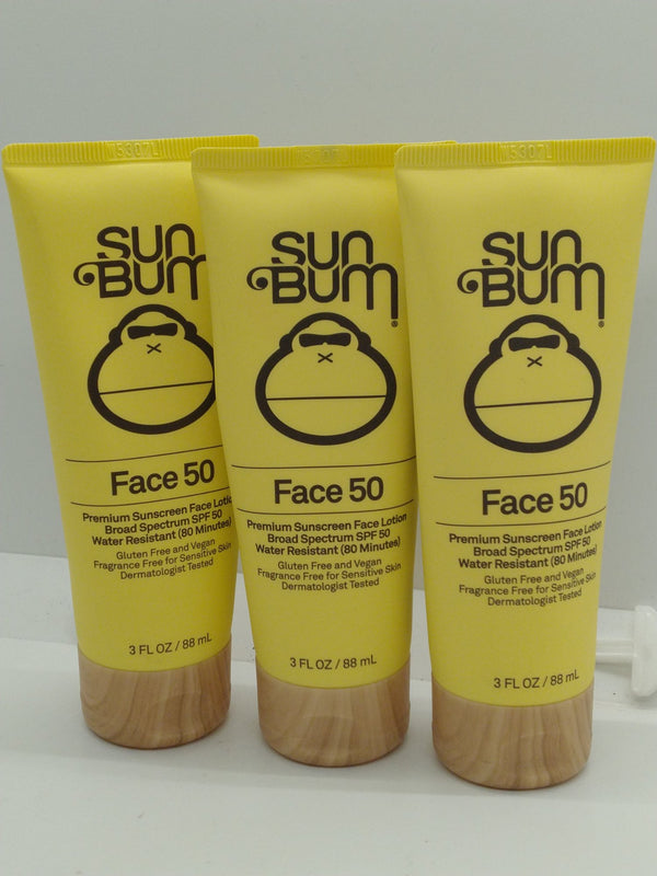 Sun Bum Face 50 Sunscreen Lotion SPF 50 3 fl oz Lot of 3 Exp 10/01/2027