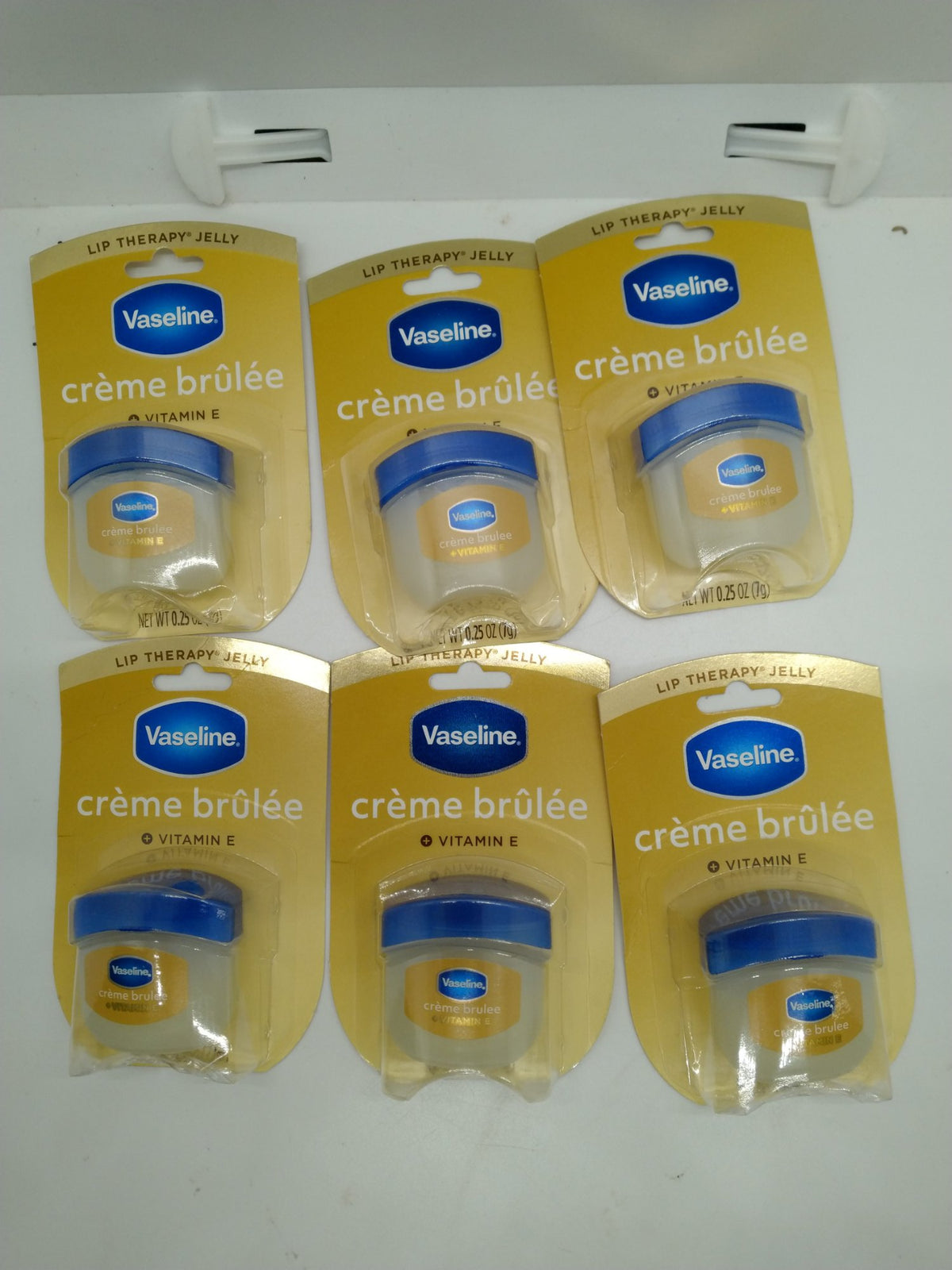 Lot of 6 Vaseline Lip Therapy Jelly Creme Brulee + Vitamin E 0.25 oz Lip Balm