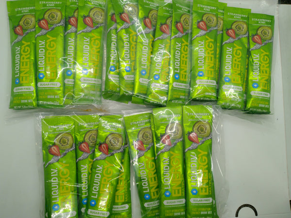 Liquid I.V. Energy Multiplier Strawberry Kiwi Sugar-Free 30 Sticks Best by