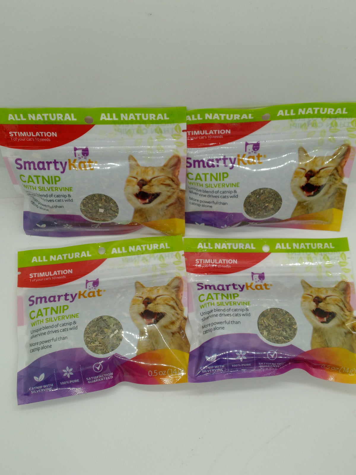 4-Pack SmartyKat Catnip with Silvervine Pure Potent Blend for Cats 0.5 oz Each