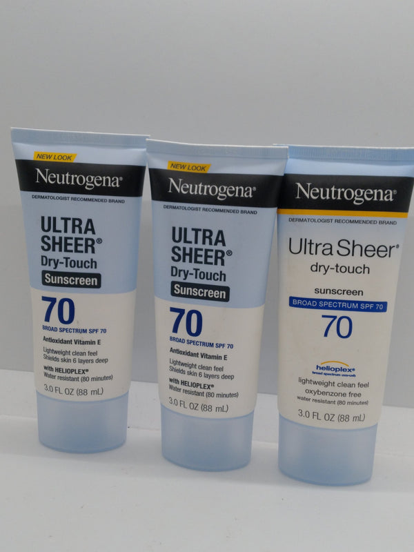 Lot of 3 Neutrogena Dry-Touch Sunscreen SPF 70 3 fl oz Tubes Bundle