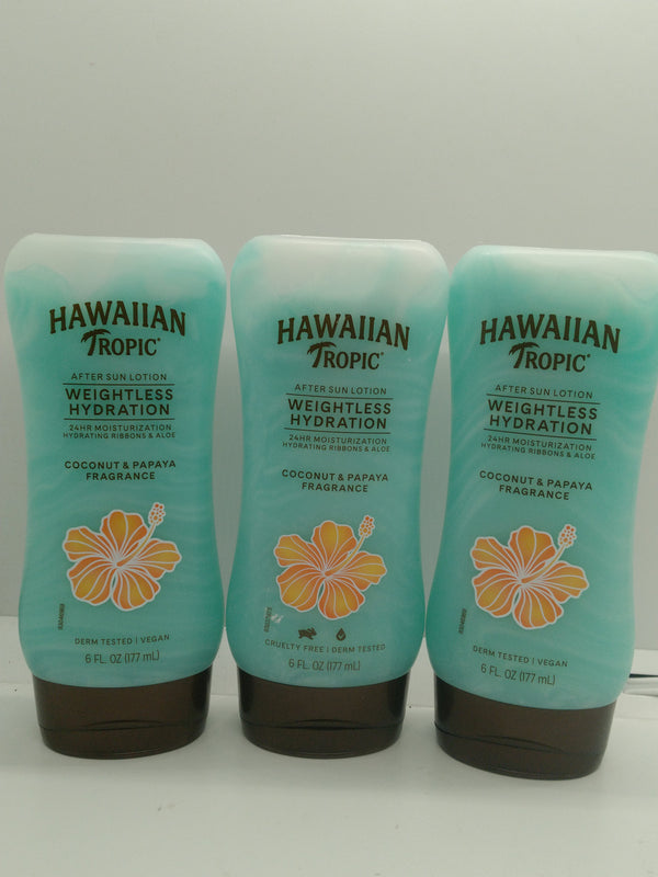 Lot of 3 Hawaiian Tropic Weightless Hydration After Sun Lotion Coconut Papaya