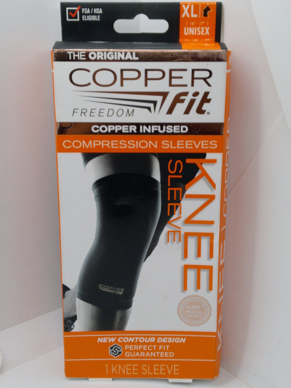 Copper Fit Freedom Copper Infused Compression Knee Sleeve XL Unisex Black